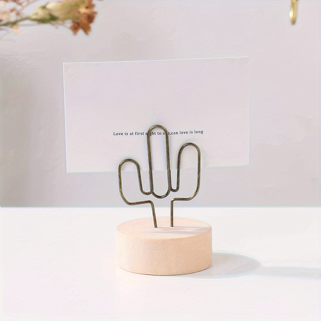 

Vintage Metal And Wood Cactus Memo Clip Holder, Universal Seasonal Decor, Decorative Desktop Note And Photo Holder With No Electricity Required - 1pc