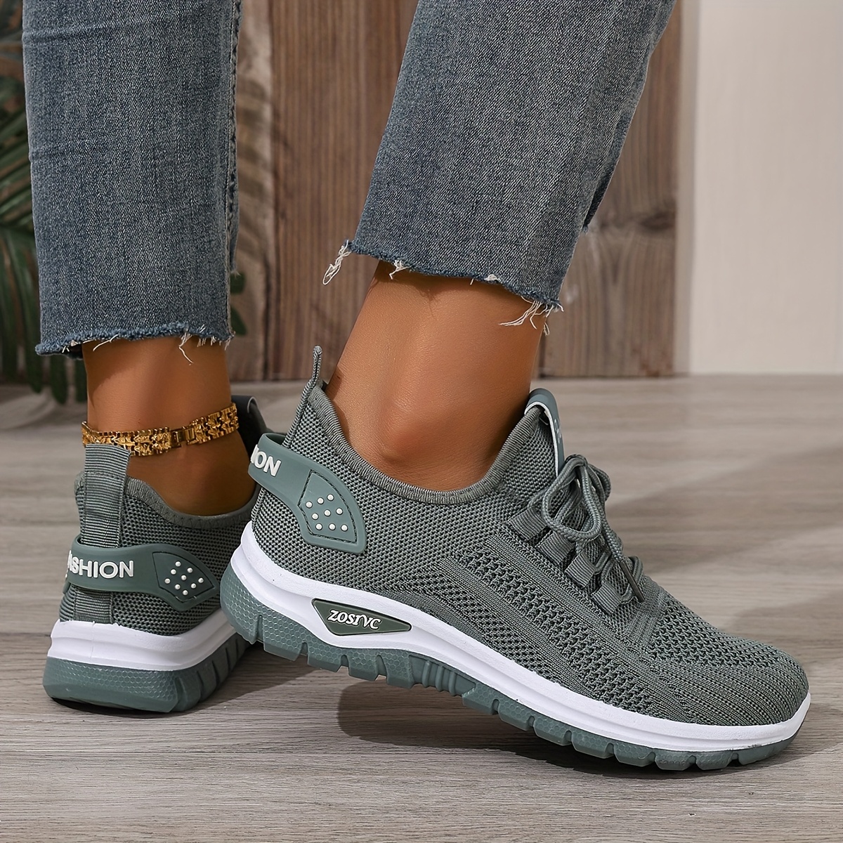 Women's White Breathable Mesh Running Shoes - Comfortable Low-Top Sneakers with Rubber Sole for Travel, Vacation & Casual Wear, Sleek Shoe Design | Cushioned Support