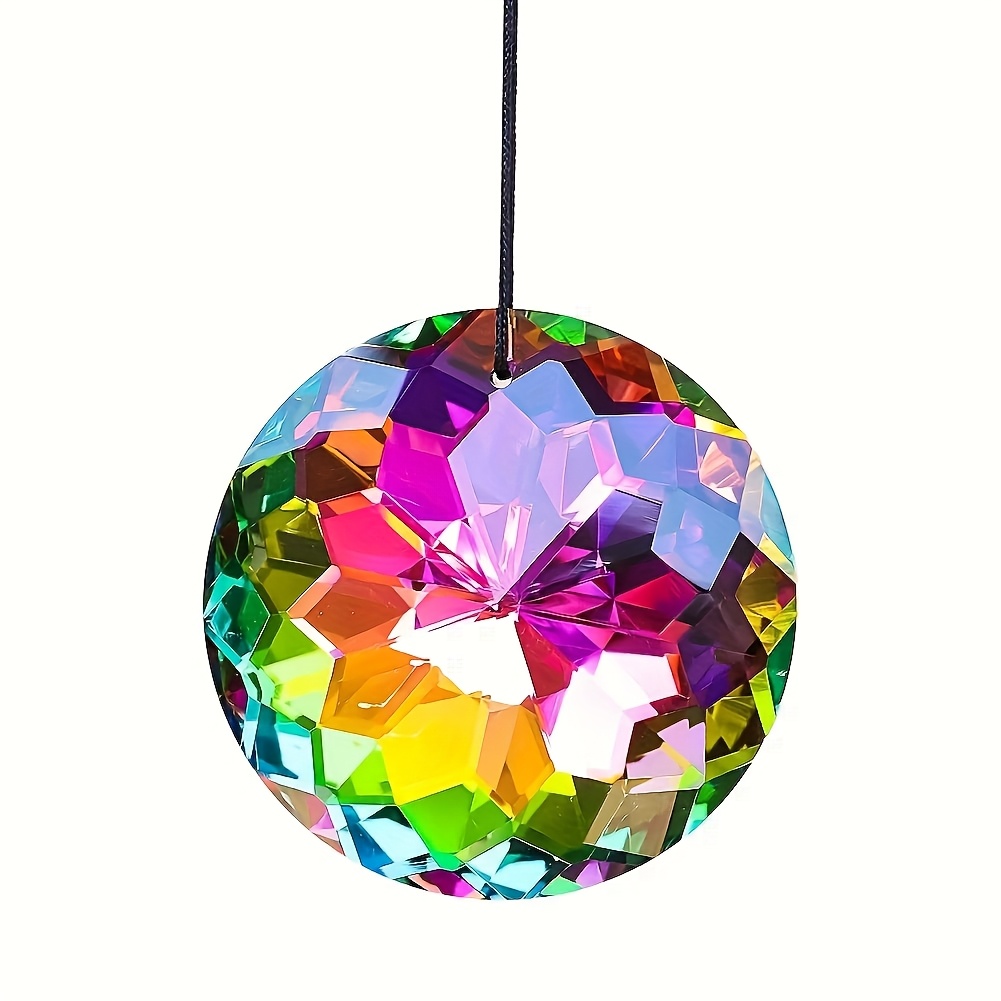 Image of 1pc Artificial , Rainbow Colored Hanging Sun Ball Prism Manufacturer, For Indoor And Outdoor Decoration Home Window Pendant Light Prism