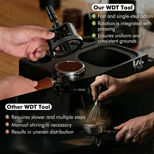 coffee rotary distributor stainless steel needle for loosening breaking up coffee powder with cleaning brush espresso coffee distribution tool set