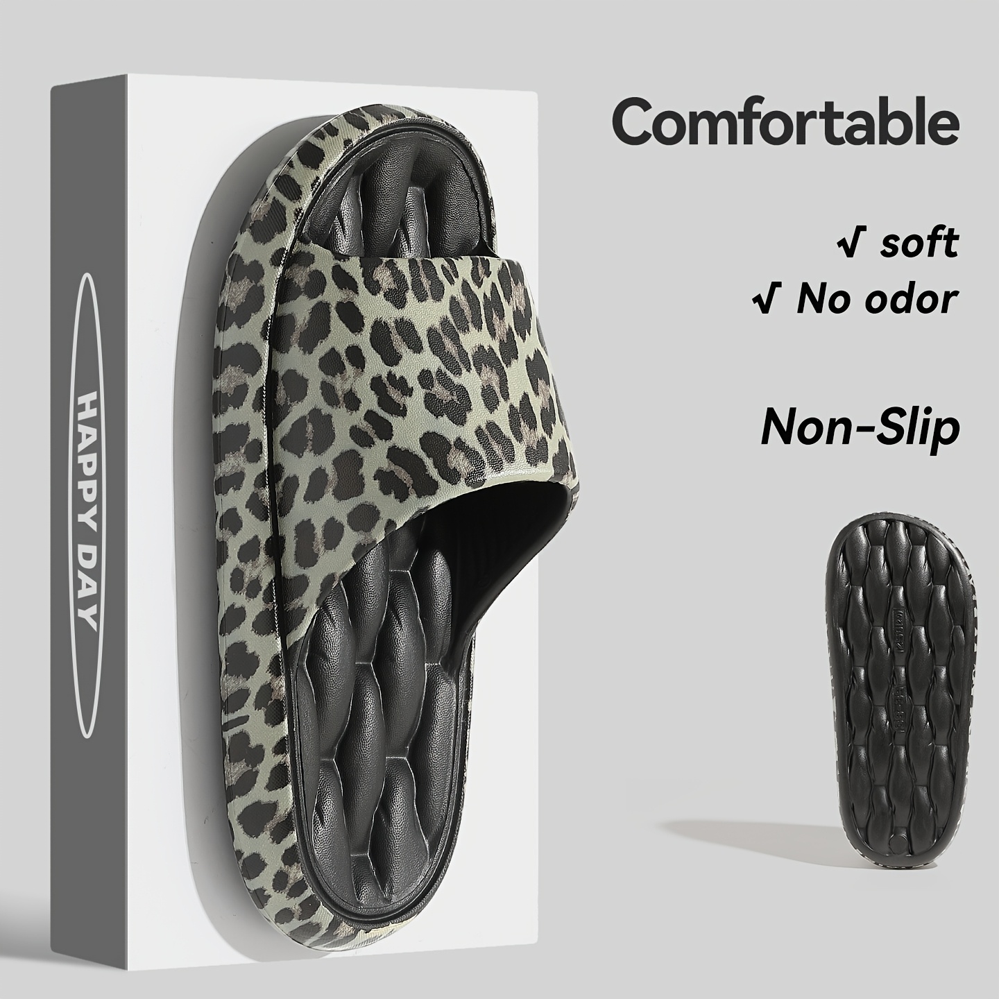 E-shop FZT Damen- & Unisex EVA Slipper zum Hineinschlüpfen – Rutschfeste, gepolsterte Sohle & Obermaterial, weiche Hausschuhe mit Leopardenmuster,