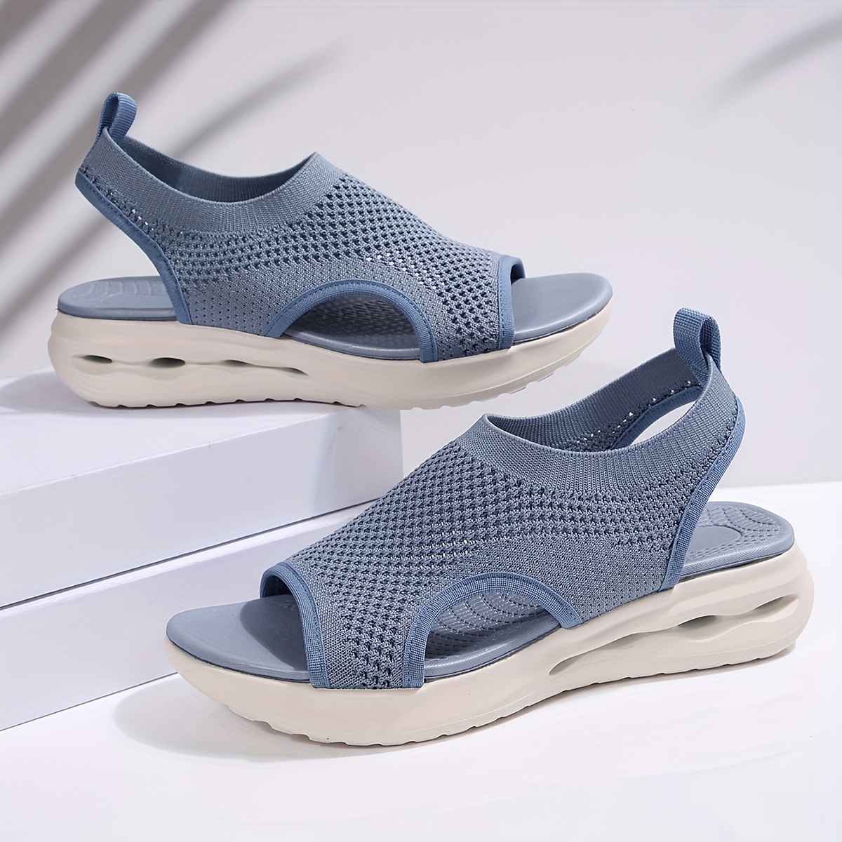 women's breathable knit mesh sandals thick wedge Temu Bahrain