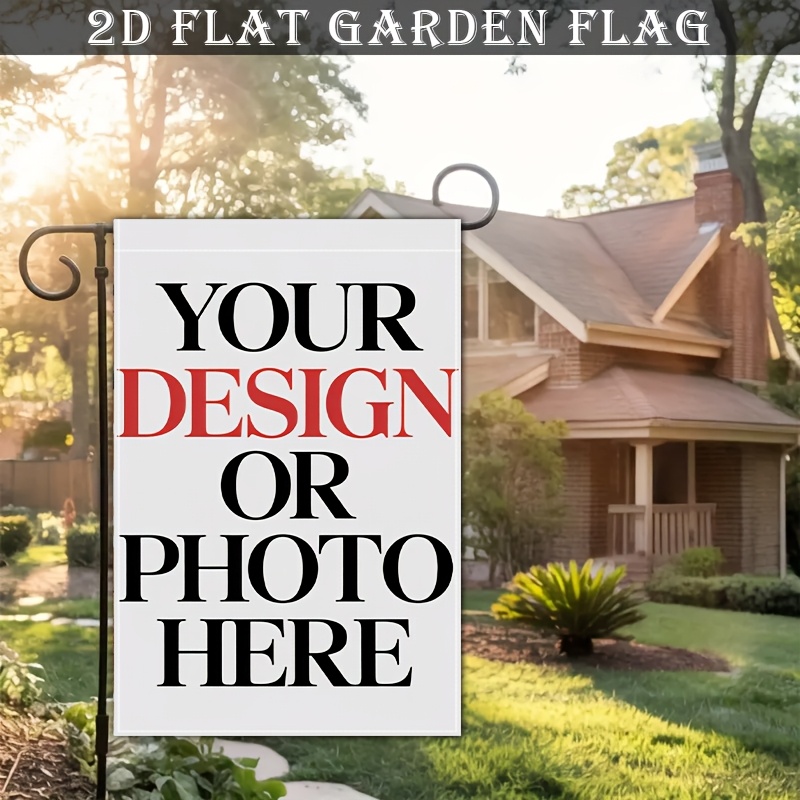 TEMU 1pc Custom Vertical Single-sided Flag, Customizable Garden Flag, Multiple Sizes Available, Printable With Personalized Text, Logo, And Patterns,