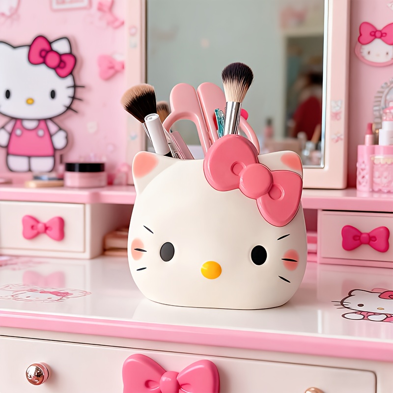 Sanrio Hello Kitty Pen Holder, a Cute Cartoon-Shaped Desktop Storage Box. This Adorable Kitty Design Multifunctional Storage Cylinder Can Hold Pens, Markers, Various Brushes 10 Sanrio Hello Kitty Pen Holder, a Cute Cartoon-Shaped Desktop Storage Box. This Adorable Kitty Design Multifunctional Storage Cylinder Can Hold Pens, Markers, Various Brushes