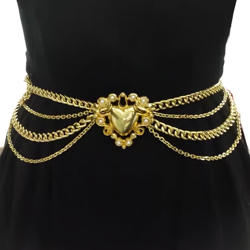 24kt Gold Plated Cuban Link Chain Layered Waist Belt Gold Chain