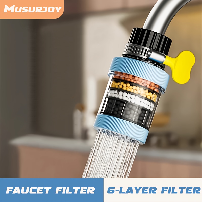 [Universal Kitchen Faucet] Musurjoy 1pc Universal Kitchen Faucet Filter Splash Proof Water Filter with Removable Cartridge for Easy Cleaning, Universal European & American Sink Faucet Adapter, Improves Water Taste & Clarity, Summer New Model