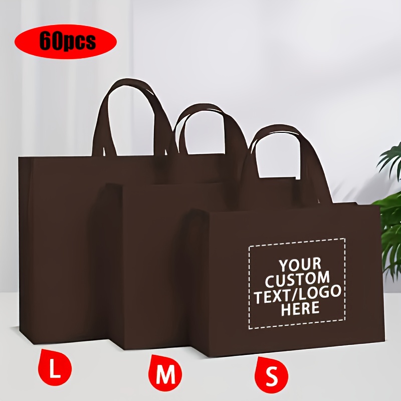 60pcs Customizable Reusable Tote Bags, Large Capacity with Custom Printing