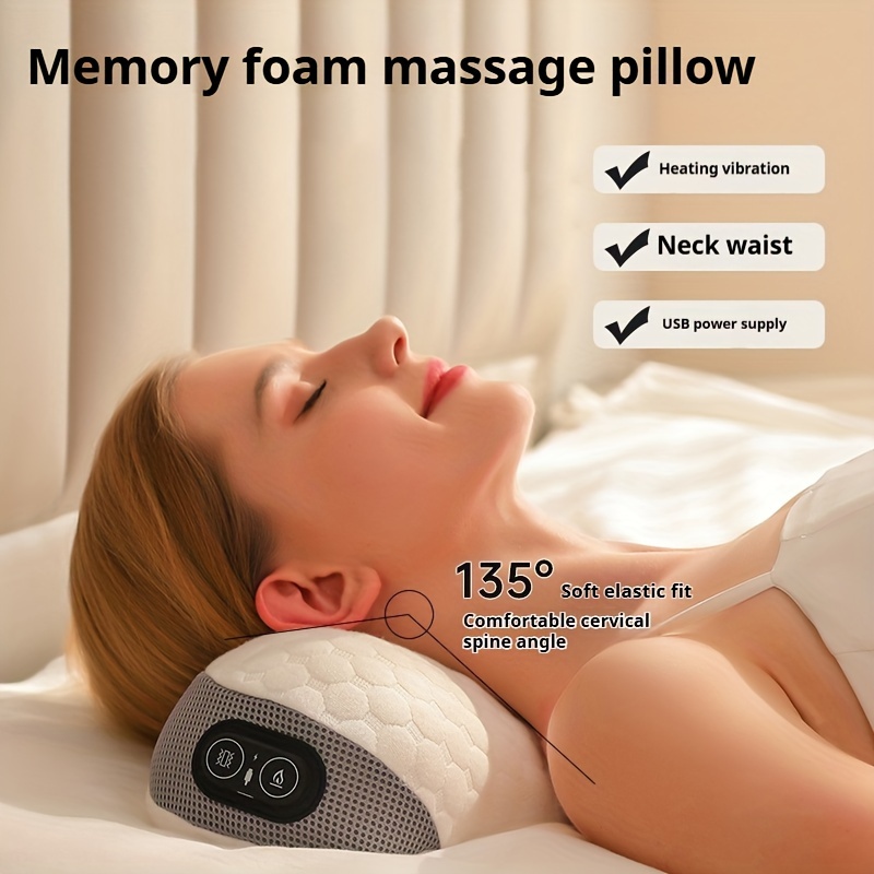 

Oreiller de Massage Électrique en Mousse à de Polyvalent avec Chaleur - Alimenté par USB, Soulagement du Cou et de la Taille