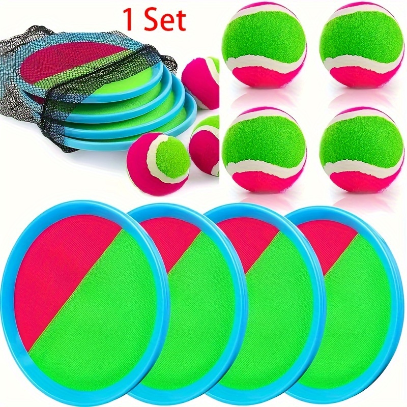 

Kids Sticky Target Ball Catch Game Set - Outdoor Throw And Catch Sports Toy, Interactive Parent-child Play Props, 2 Paddles 1 Ball, Plastic Material, Suitable For Ages 3-6 Years Old