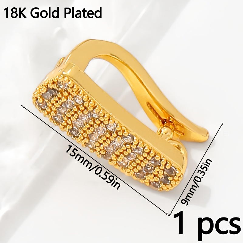 TEMU 1pc 18k Gold Plated Brass Pendant Bail Clasp Connector, With Fastener Lock Clasps For Jewelry, Diy Necklace Making Accessories