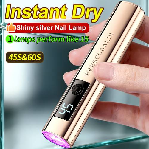 khaki handheld nail art lamp mini led nail light with lcd display usb rechargeable fast for gel nails no power adapter included