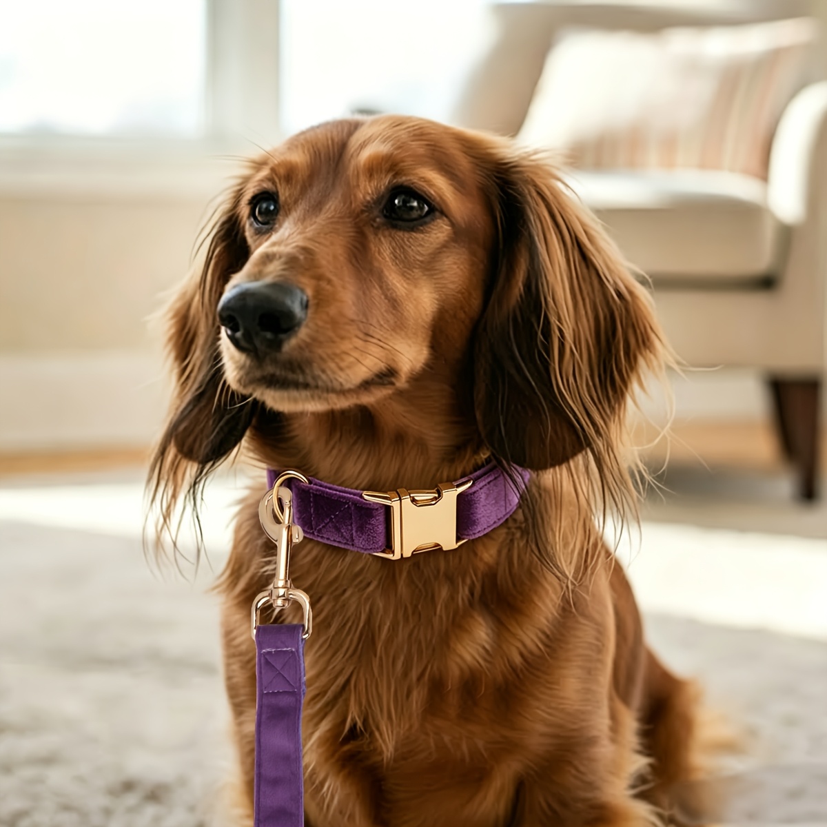 Solid-Color Velvet Dog Leash for Comfortable Outdoor Walks