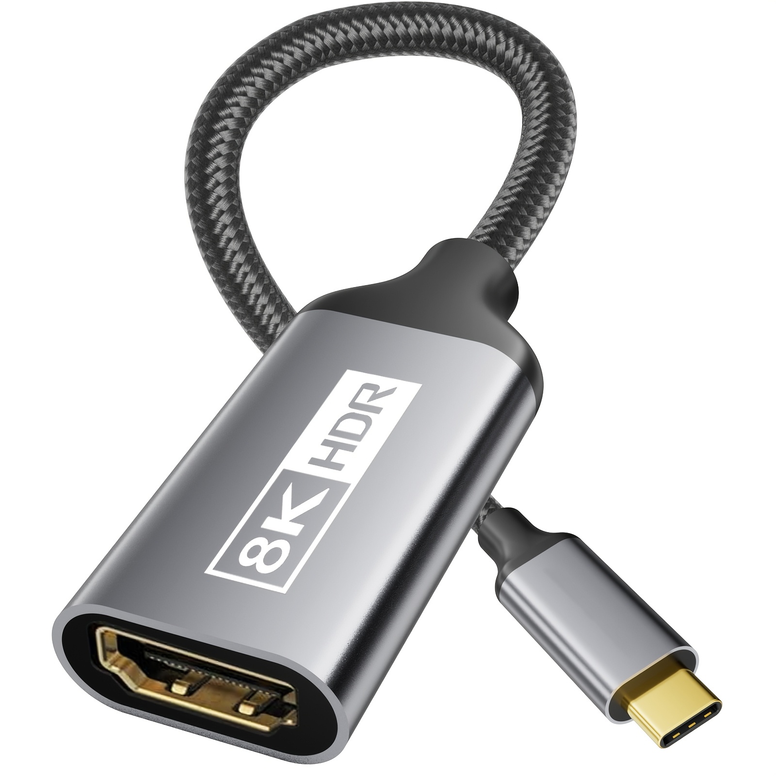 Temu Techtobox Adaptador Usb C Para Hdtv 8K@60Hz & 4K@144Hz CompatíVel Com 3/4 - 48Gbps, HDR10/, Corpo MetáLico, Usb Para Iphone 16/15, Laptops,-image