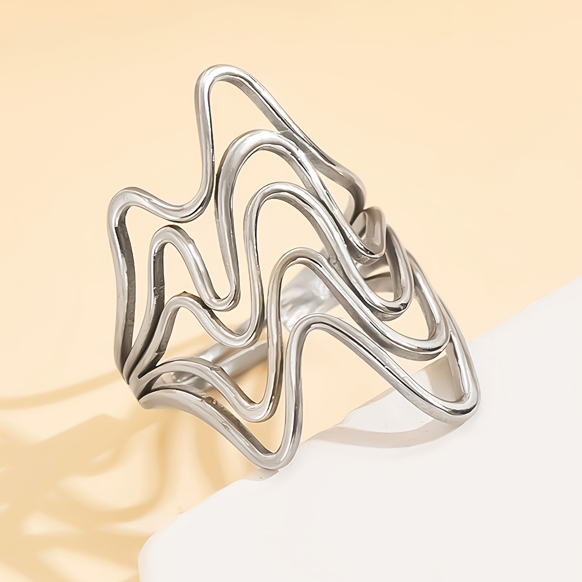 Stainless Steel Ring With Adjustable Opening, Women's Gift - Simple Elegant For Everyday/vacation/holiday Wear