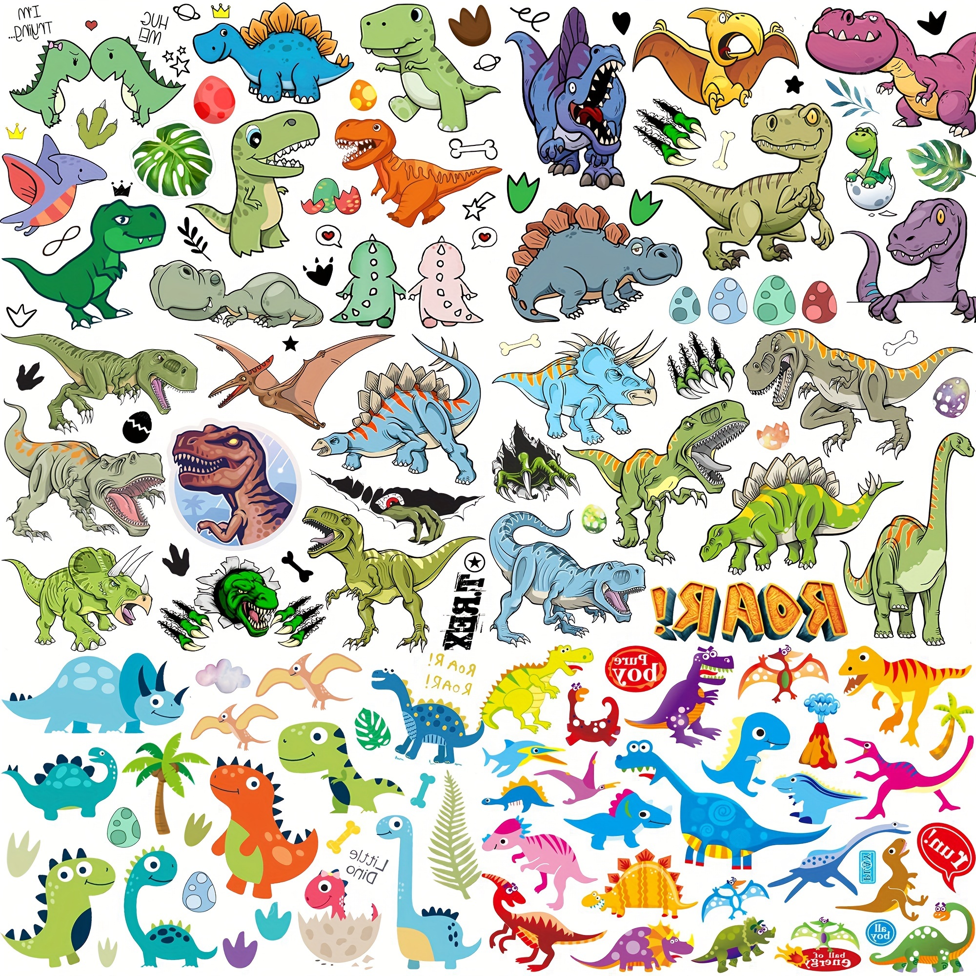 

6 Sheets 3d Cartoon Dinosaur Temporary Tattoos For Boys Girls Birthday Party Gifts, Dinosaur Tattoo Set Face Temporary Tattoo Stickers, T-rex Dino Tattoo Decals