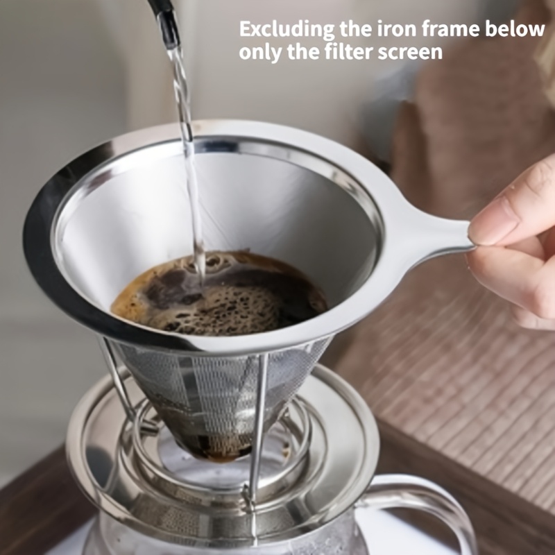 1pc Stainless Steel Pour-over Coffee Filter - Mesh, No Paper Needed, & Reusable - Perfect For Home, Office, Travel & Camping - Easy To Clean