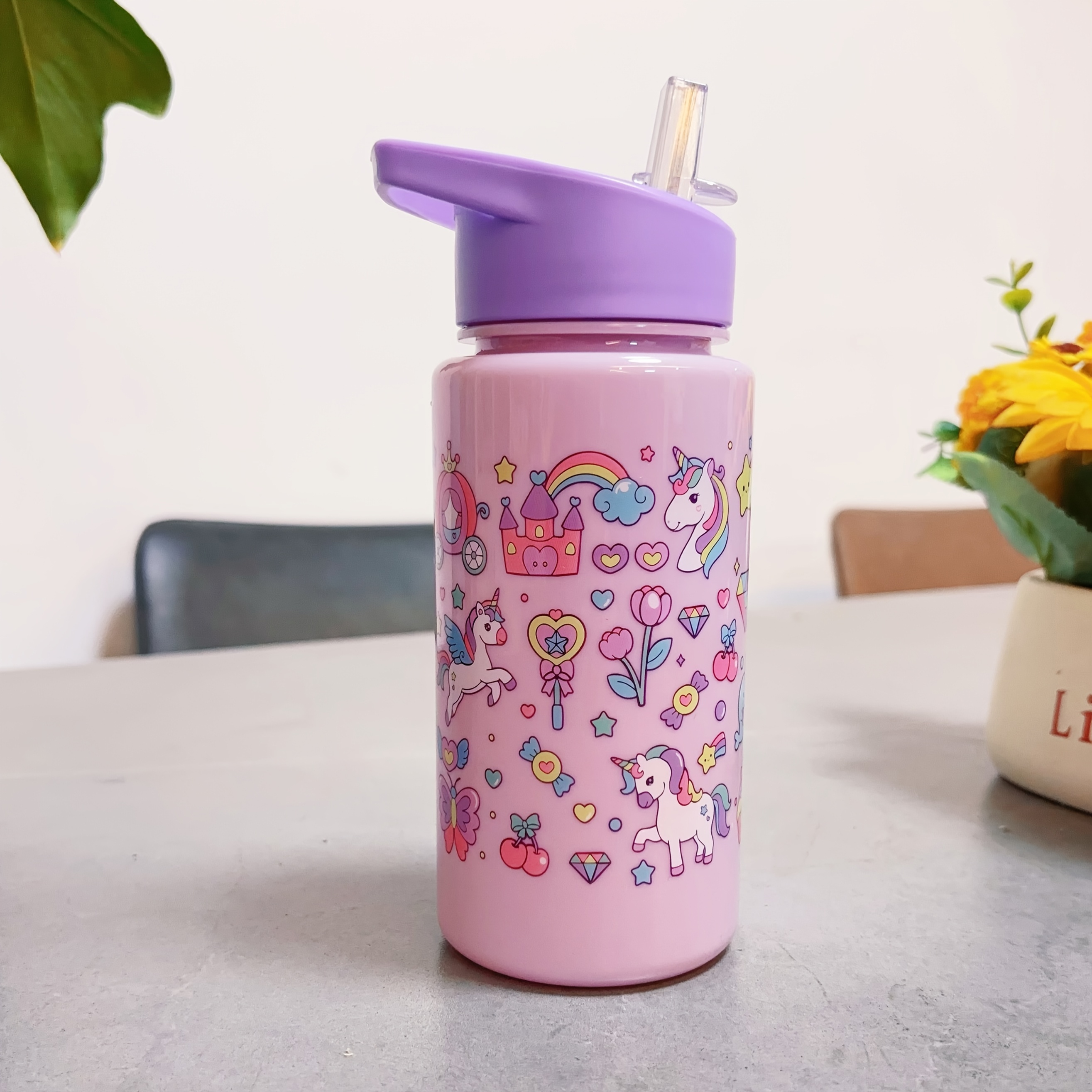 1pc 500ml Capybara Dinosaur Cartoon Elements Cute Straw Cup Cute Water Bottle Korean Style Outdoor Cute Portable Water Bottle Large Capacity Staying Hydrated Suitable For Camping Sports Cup