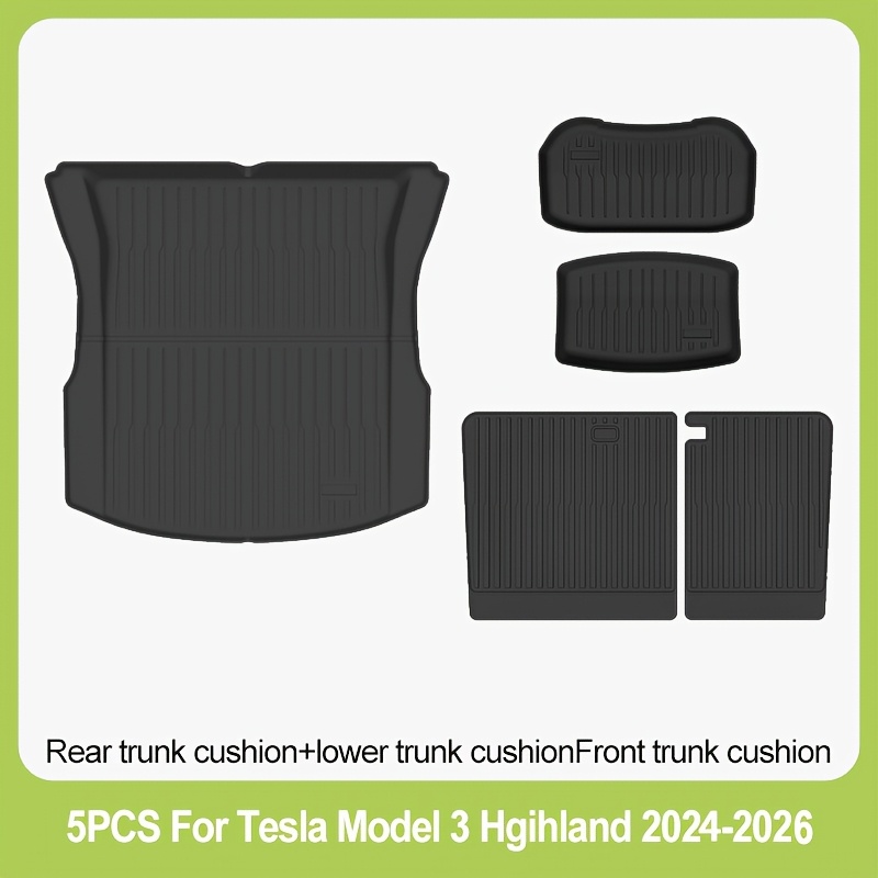 Image of Tpe Material Single-layer Floor Mats 5pcs Set, Suitable For Model 3 2024-2026 Left-hand Drive Models, Easy And Stylish, Wear-resistant And Non-slip, Applicable, , Protect Your Car