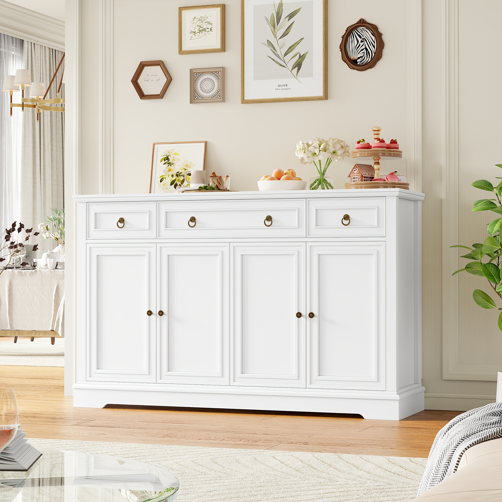 Image of Kealive Chest Of Drawers, Kitchen Sideboard With Countertop, Kitchen Auxiliary Furniture, Furniture, Living Room Sideboard, In 2 Package, Storage Drawer Units