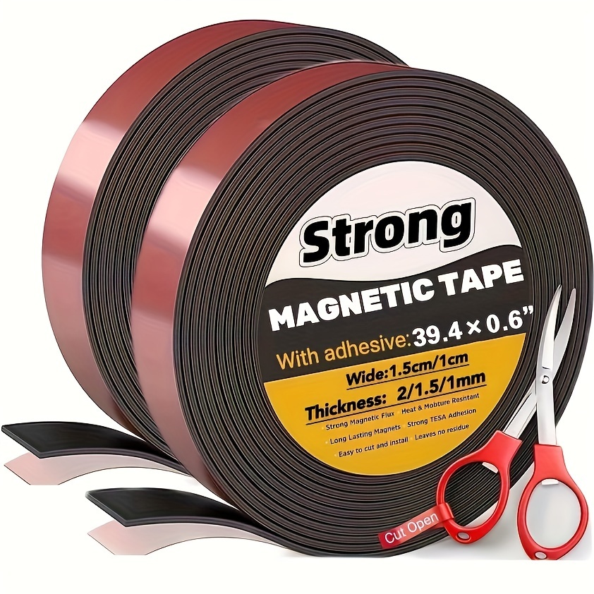 

Adhesive Magnetic Tape - Flexible, Rubber Strip For Crafts, Fridge & Dry Erase Boards (39.4" X 0.6")