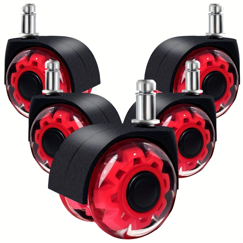 TEMU (Confezione da 5) Rotelle a in metallo rosse " 11x22mm - Ruote morbide e silenziose senza attrezzi per legno duro, piastrelle, tappeto, sedia da