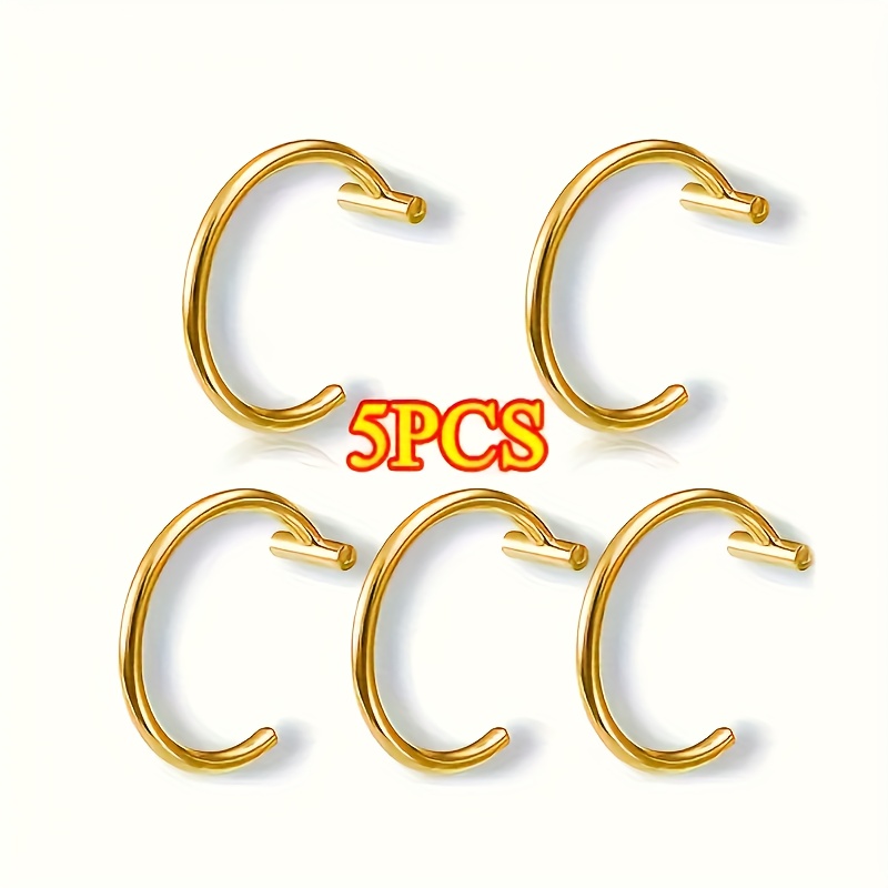 E-shop 5-teiliges HYPRETTY T-förmiges Clip-Set – Hypoallergener Edelstahl Lippen- & Nasenpiercing-Schmuck mit Nasenverschluss – Fake Piercing