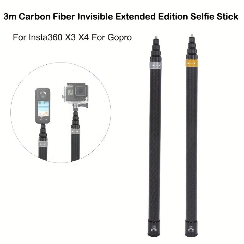 

Carbon Fiber Selfie Stick, Invisible Extended , Compatible With X3 X4 & Gopro 11/10, Tripod & Monopod, Microphone Boom Pole Accessory