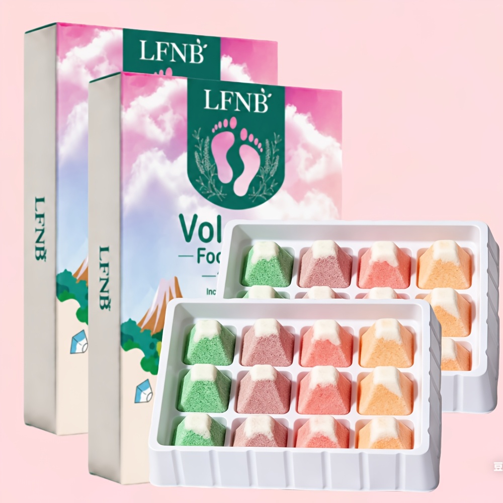 TEMU 24/12pcs Fun Volcano Foot Soak Tablets, Foot Soak Bath Balls Natural Essential Oils, Rose, Lavender, And Ginger Extracts, For Deep Cleansing And