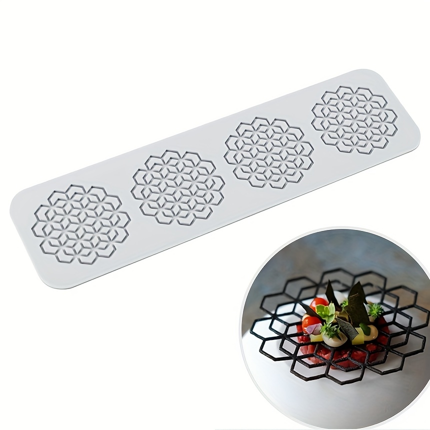 1pc Hollow Mosaic Geometric Shape Gum Paste Lace Silicone Mat For Baking, Chinese , Cake Decoration, Caramel Mold, Icing, Chocolate Candy Mold