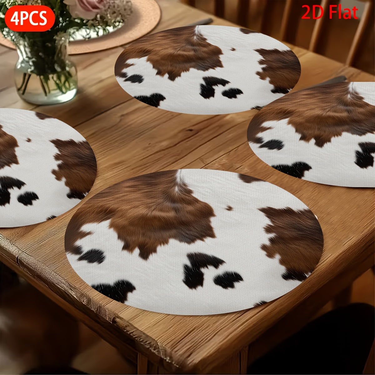 TEMU 2D Piatto, 4 Pezzi, Sottopiatti, Tessitura in Pelle di , Motivo , Adatti per da , Tavolino, Riunioni , Decorazione per Tavolo, Multiuso, Regalo