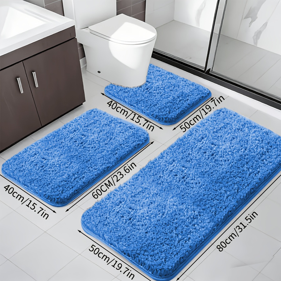 TEMU [sponge Density 25d]3pcs / Super Absorbent Bath Mat, Plush Bathroom Rug. Non-slip Bathroom Mat, And Comfortable Premium Bath Blanket, Suitable