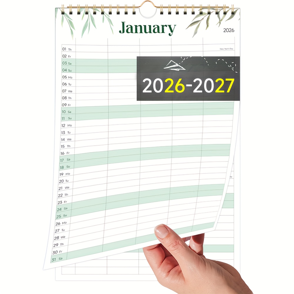 Image of 1pc Family Planner 2026 Wall Calendar A4 – Large 2026 To 2027 – 5 Columns Calendar For Appointments, School, Household Planning – , Uk Holidays