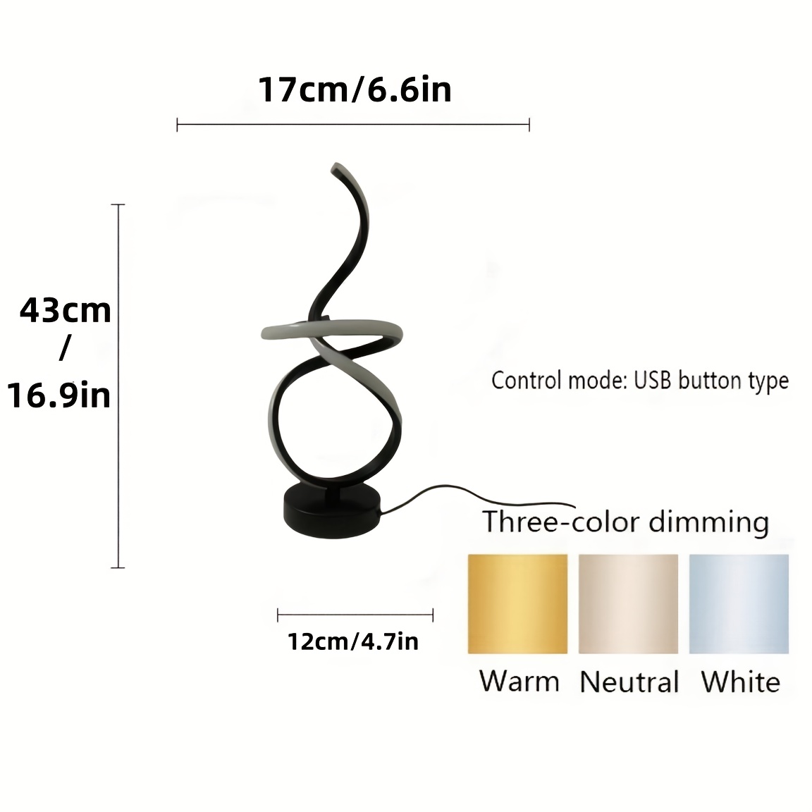 USB Plug-in Multi-Room Creative Floating Ribbon, Modern Light Luxury Table Lamp/Desk Lamp, Suitable for Living Room and Bedroom Decoration, Three-Color Dimmable LED Night Light