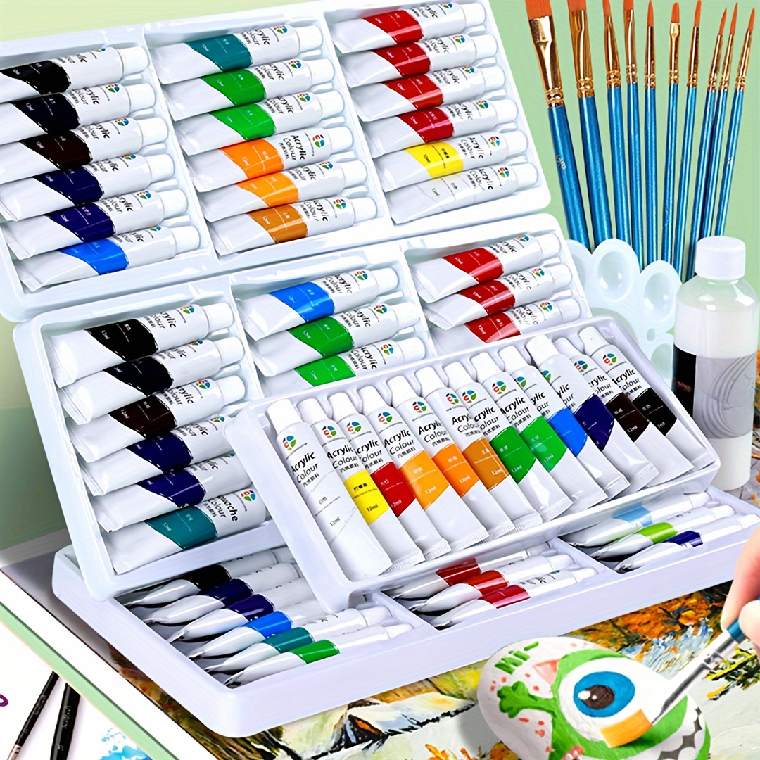 

24-color Acrylic Paint Set, 5ml Tubes - Vibrant & Versatile Art Pigments For Painting On Canvas, Walls, Clothes & Crafts - Ideal For Artists & Students Painting Art Supplies Paint Palette