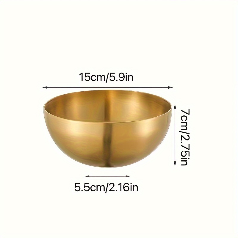 TEMU 1pc Golden Stainless Steel Mixing Bowl - 15cm/20cm/25cm Durable, Shatterproof, Bowl For Salads, Desserts, Rice, Noodles - Great For Home,
