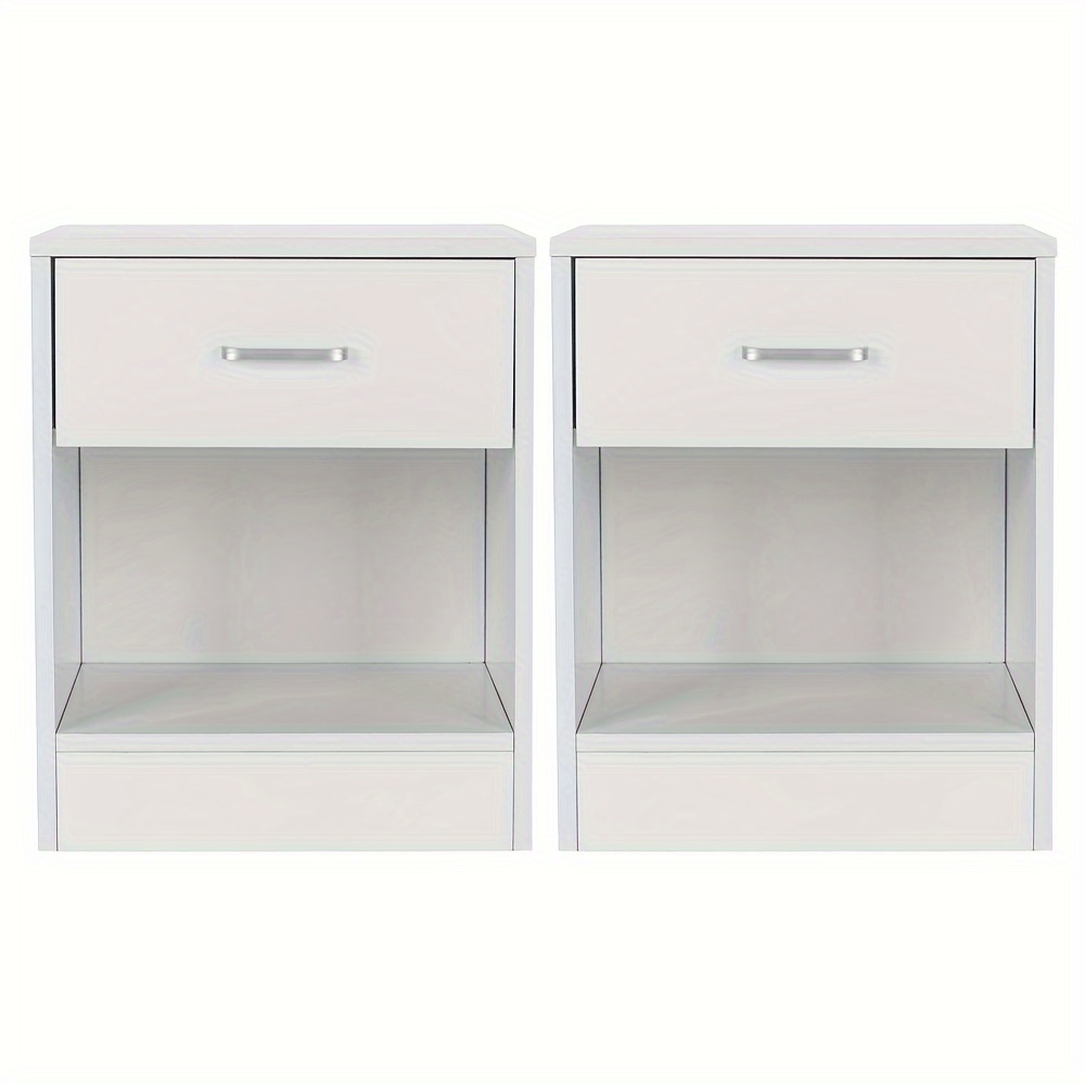 

2 Pieces Of White Bedside Tables, Suitable For Bedroom Or Living Room Storage Cabinets, With Melamine-faced Density Board, Dimensions 403050cm, With 1 Drawer.