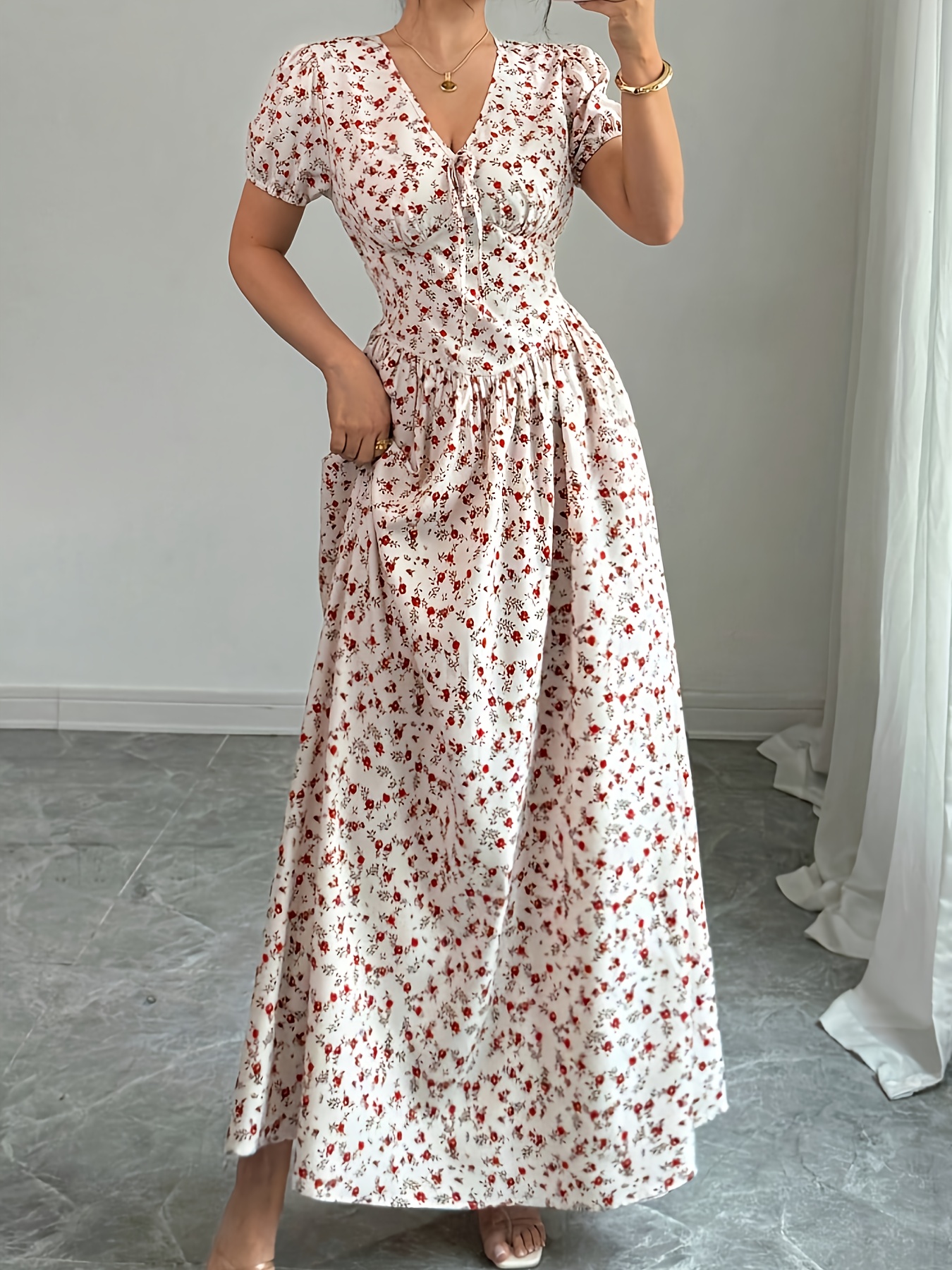 formal ethnic dresses Embroidered Ruffle Ethnic Dress XXL-44 main image 1