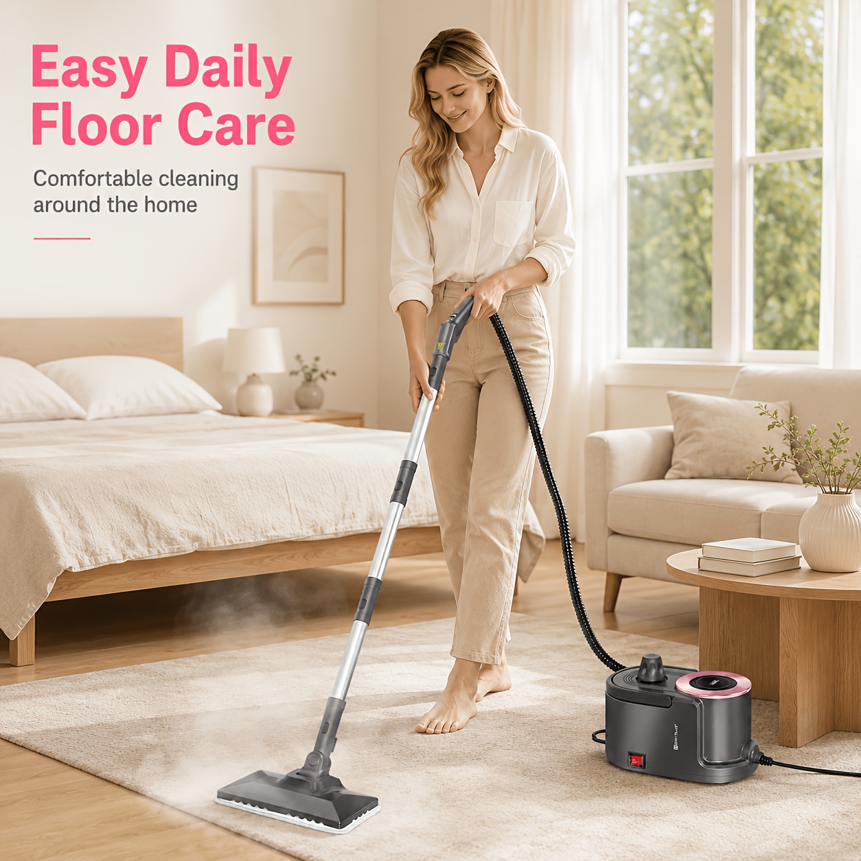 TEMU Pulitrice a vapore portatile da 2300W multiuso per mobili, pavimenti, piastrelle, auto, cucina con spina di tipo e tensione 220-240,