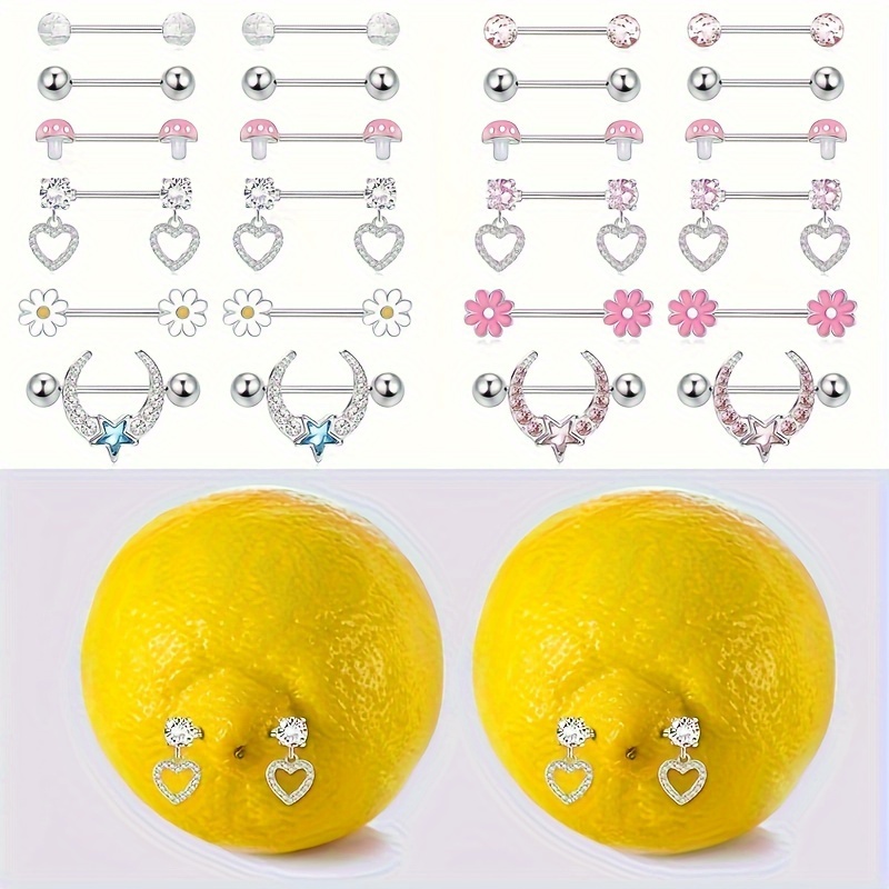 

& , Stone Zirconia , Copper Piercing Jewelry Set For Women, & Accessories, 12pcs No Plating Bar Set