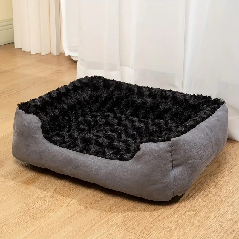 luxury polyester dog bed with non slip bottom breathable orthopedic pet sofa with memory foam filling washable flower patterned rectangle dog bed for small medium and toy breeds black Product details 4