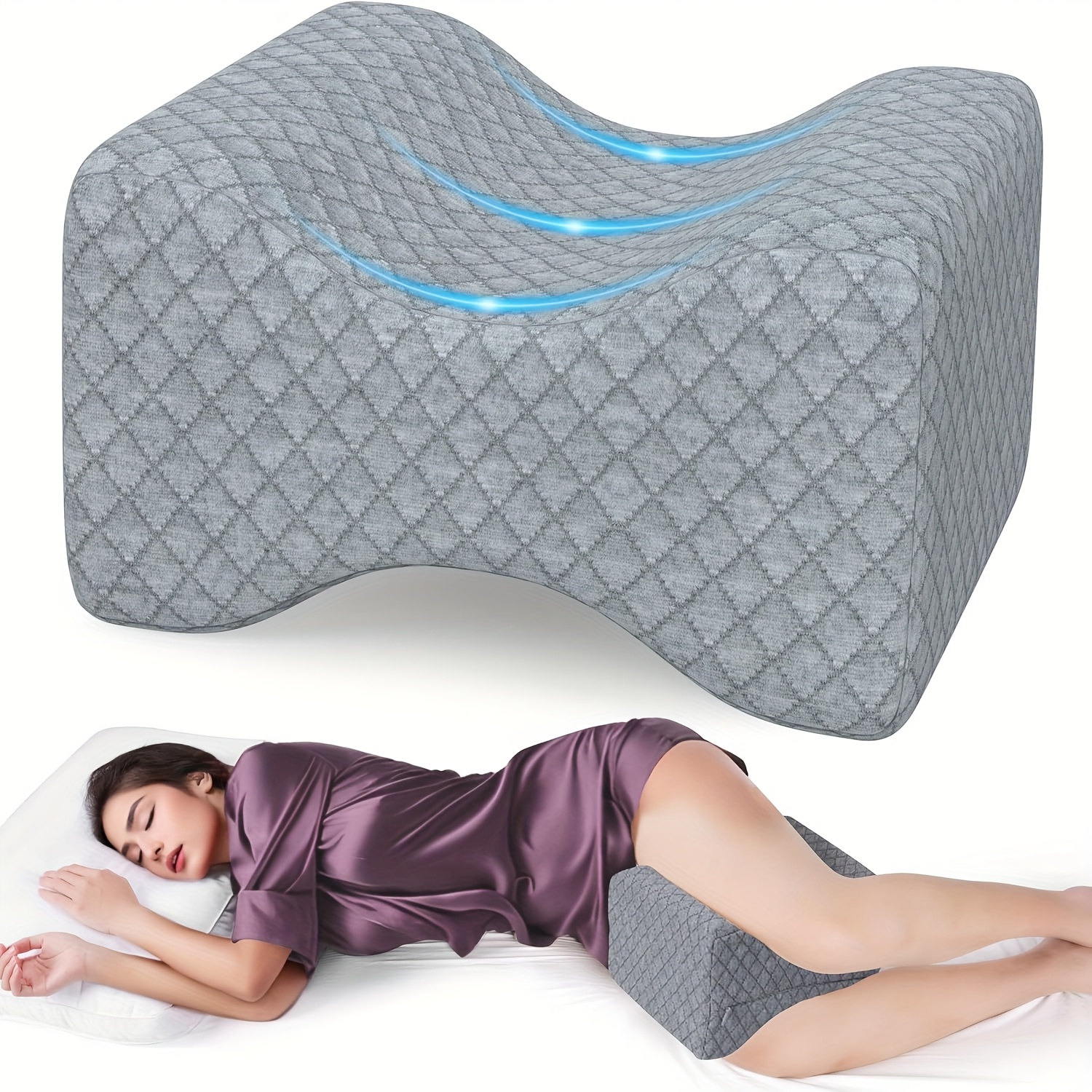 Image of Leg Pillow | Ergonomic Side Sleeping Pillow, Leg Pillow For Sleep, Knee Pillow For Side Sleepers, Leg Knee Pillow With Removable And Washable Cover, Knees Elevated For Comfortable Sleep