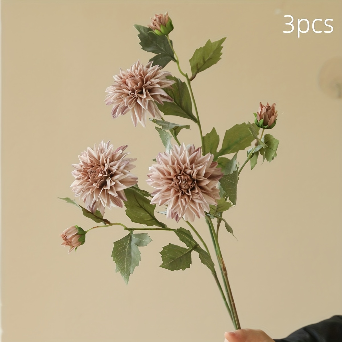 TEMU 3pcs, Simulated 2-head Artificial Dahlia, Faux Floral Table Centerpiece, Suitable For Home Kitchen Garden Party Decor, Christmas Decor, Autumn