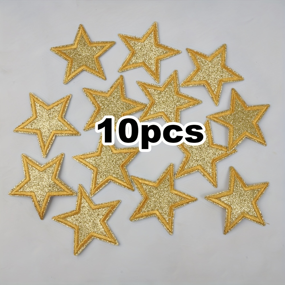 TEMU 10 pièces Étoiles Dorées Brillantes Brodées, Appliqués à Paillettes à Repasser pour Accessoires de Vêtements DIY
