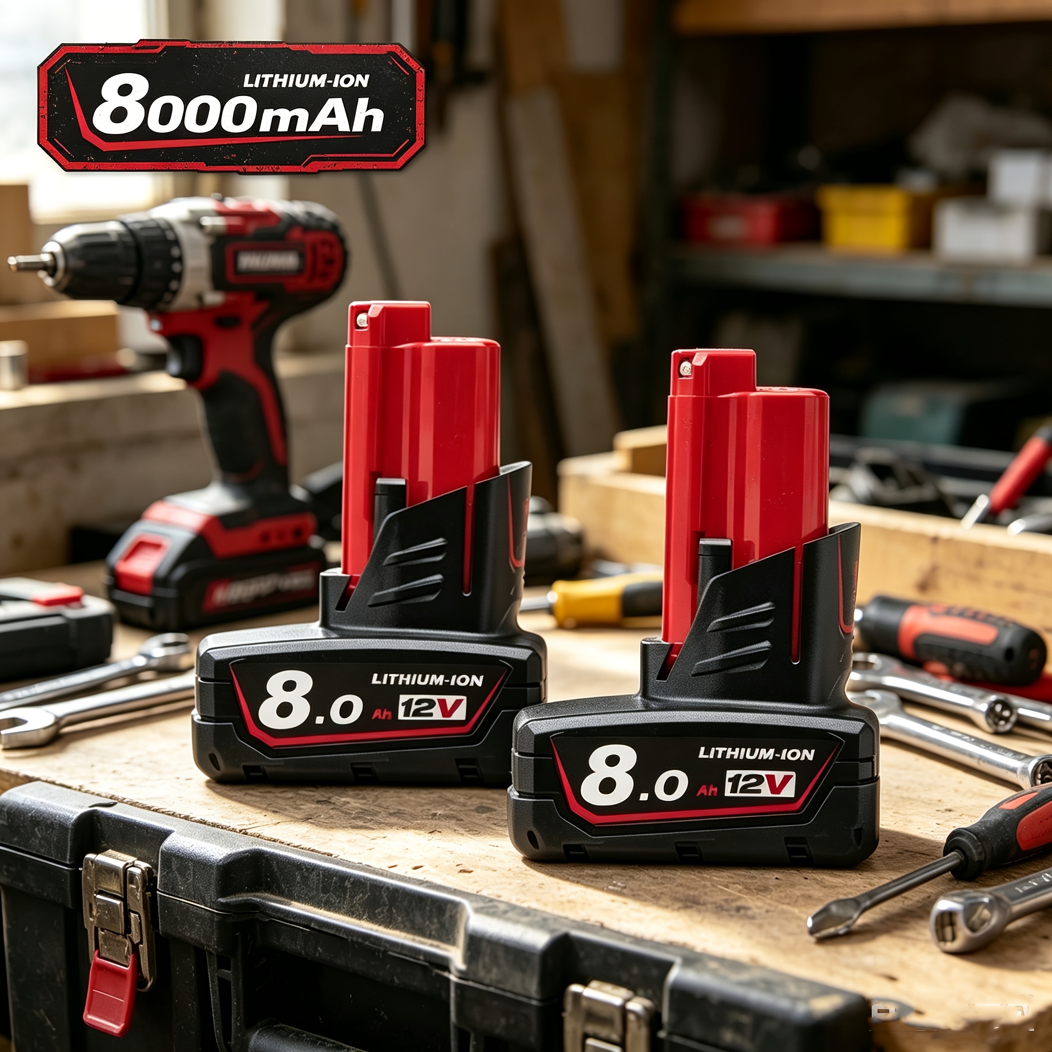 TEMU 2-pack 8.0ah High-capacity Lithium-ion Replacement Battery Compatible With 12v Tools Replacing Mwl1806, 48-11-2460, 48-11-2412, 48-11-2401,