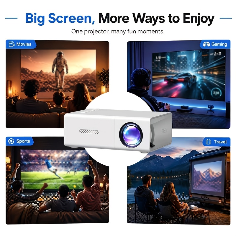 Smart Mini Movie Projector with Remote Control & Speaker