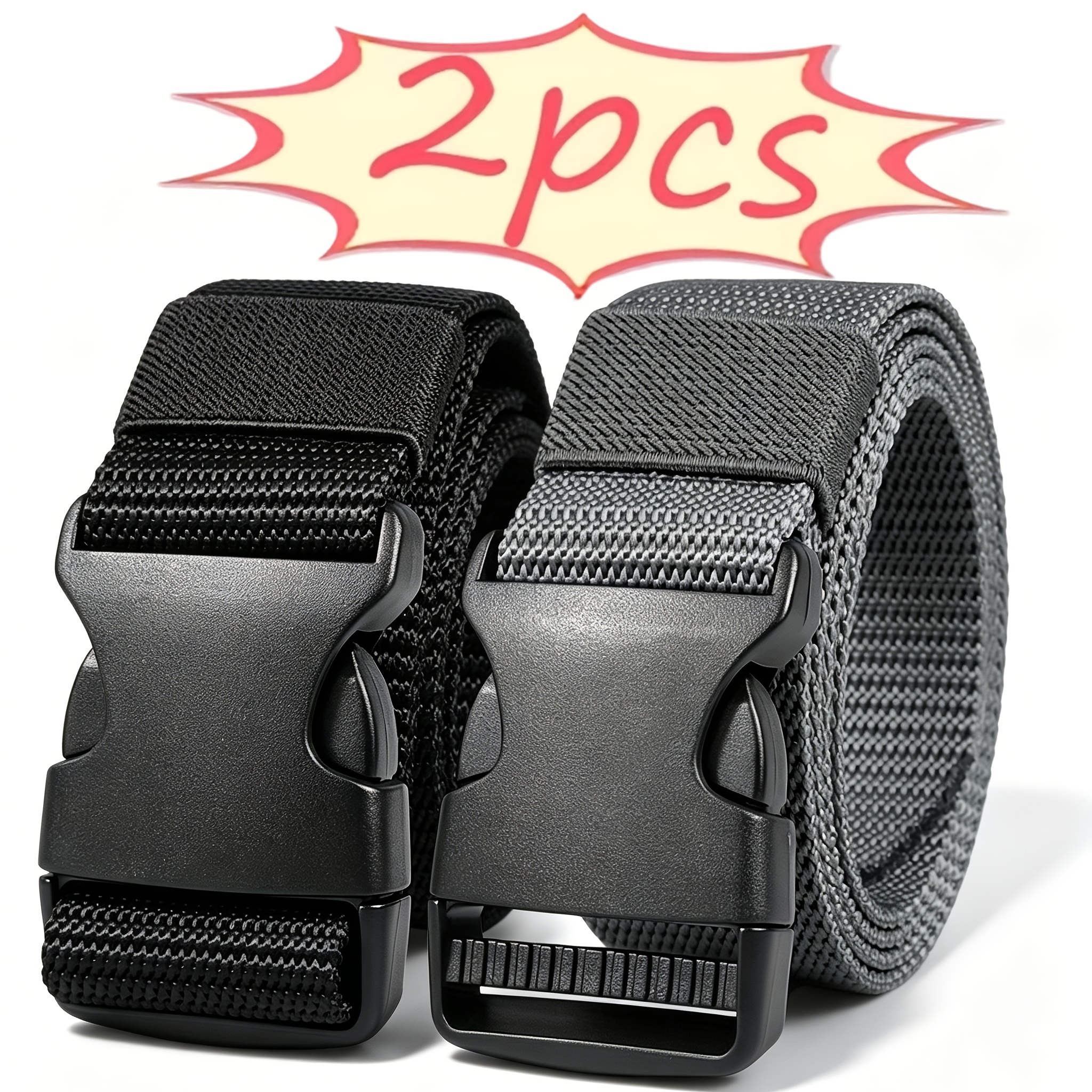 TEMU 2pcs Men's Nylon Tactical Belt. Features Quick- And Adjustable High-strength Webbing (non-elastic), Making It Breathable And Lightweight.