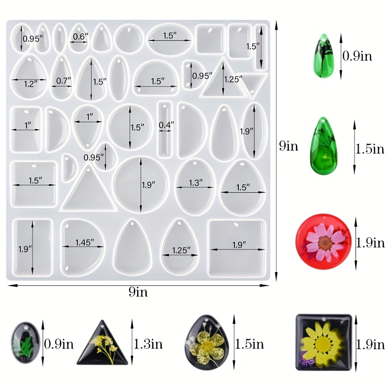 TEMU Molds For Resin Jewelry, Including Silicone Molds For Epoxy Resin, Pendant Molds For Gem Cabochon Pendants, And Molds For Making Earrings And