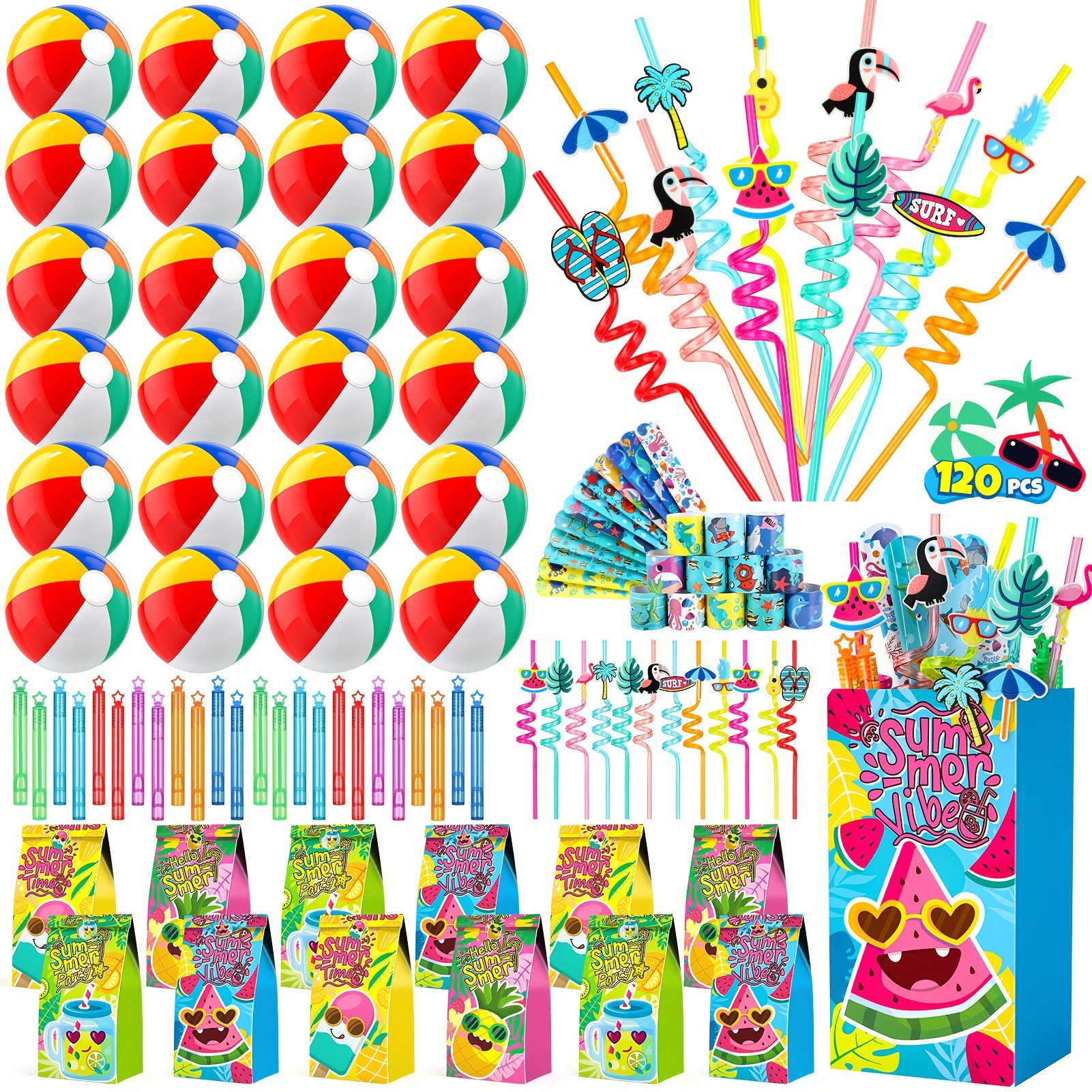 

Pool Party Favors And Beach Party Favors - 84 Pcs Party Bag Stuffers Including Beach Balls, Hand Fans, Kids Sunglasses, Bubble Wands, For Beach Pool Party Favors, Birthday Party Supplies 4-8 8-12