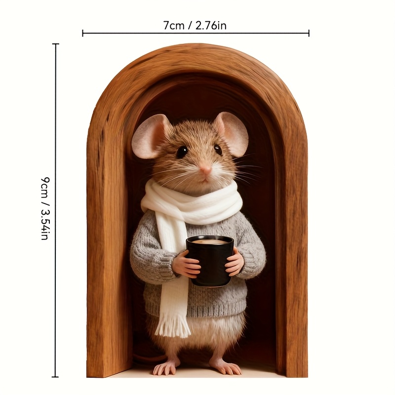 Creative Cute Coffee-loving Mouse Stickers. New Festive Party Decorations. Wall And Window Stickers For Indoor And Outdoor Use.
