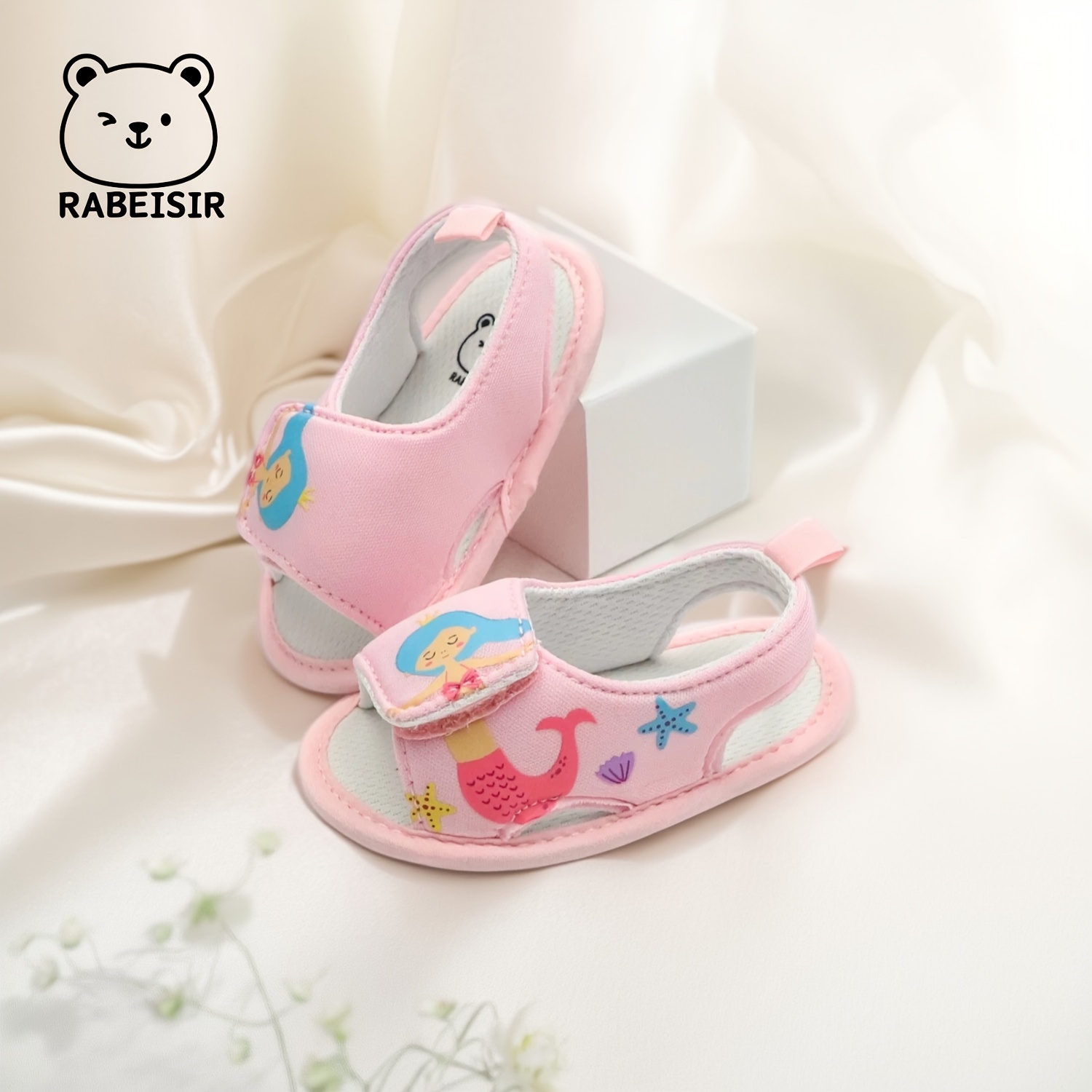 RABEISIR Adorable Mermaid & Watermelon Baby Walker Sandals - Breathable, Non-Slip Soft Sole Shoes with Easy Hook-and-loop Fastener Strap - Perfect for Spring/Summer Daily Wear & Vacation Outfits, Toddler Sandals
